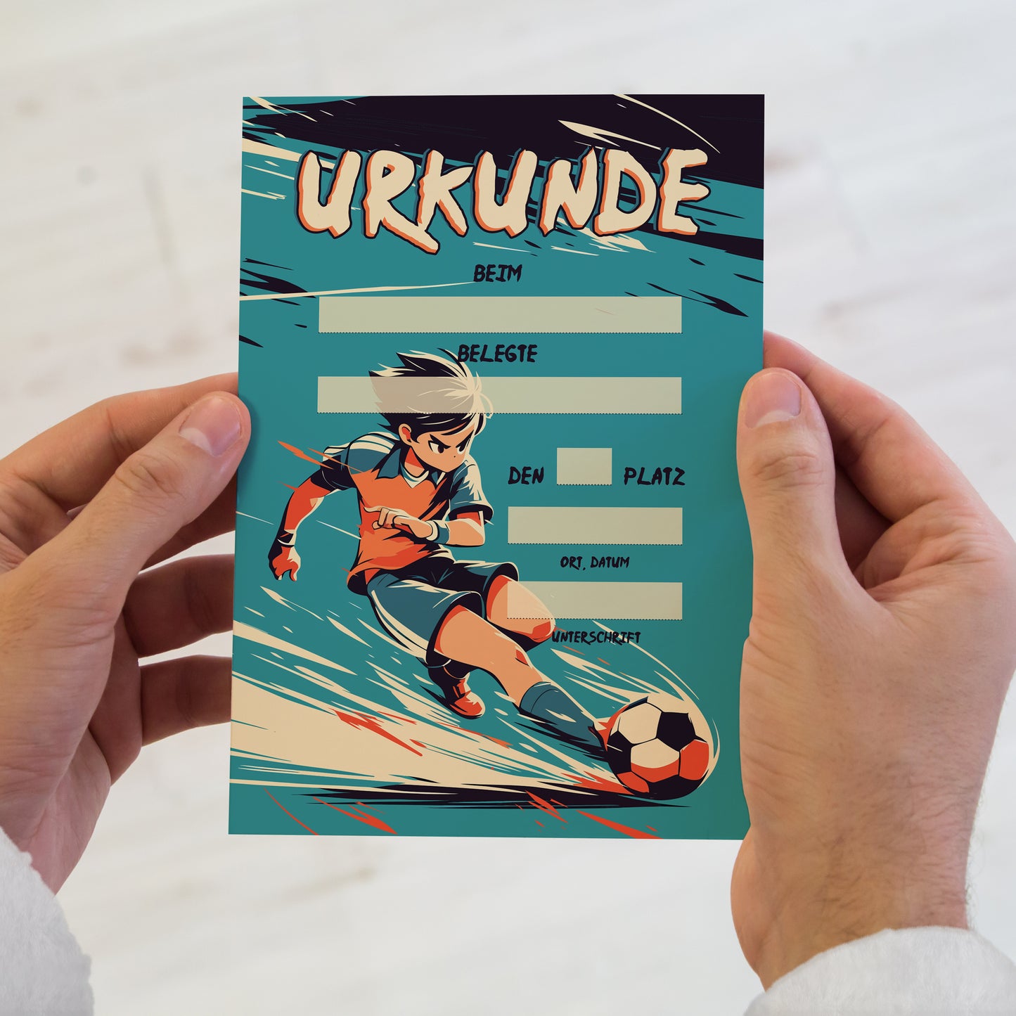 Angriff, Fußball Urkunde A5, 400 g/m²