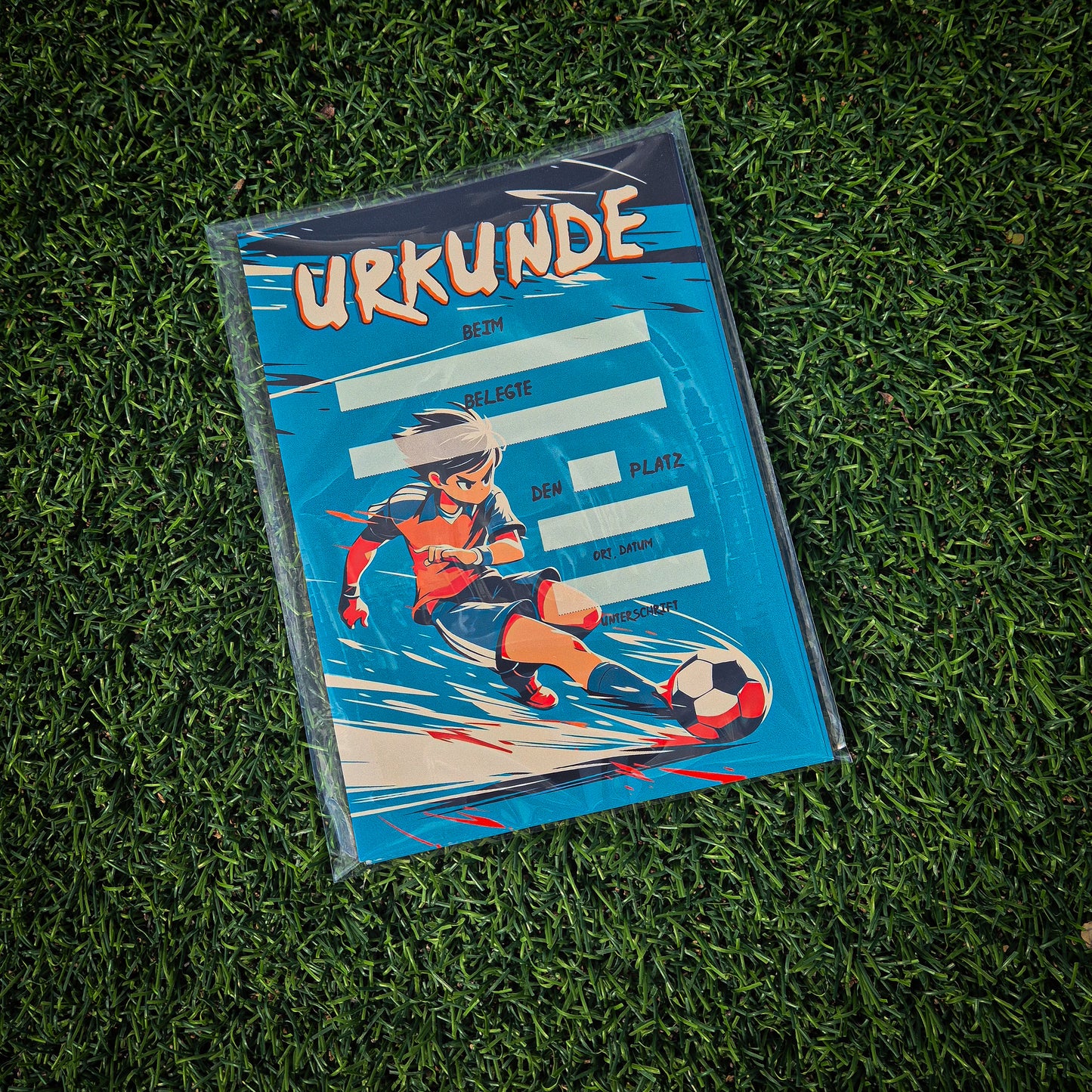 Angriff, Fußball Urkunde A5, 400 g/m²