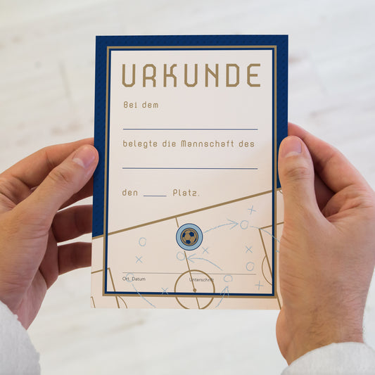 Königsblau, Fußball Urkunde A5, 400 g/m²